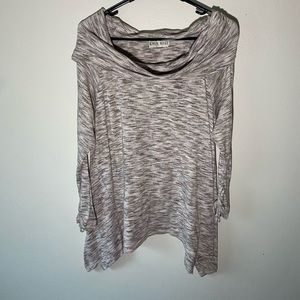 Knox Rose Womens Gray Heather Cowl Neck Asymmetrical Hem Pullover